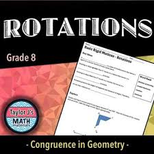 Rotations Worksheet Students Rotate Figures Lines Angles And Rays About A Point Made For Use Math Lessons Middle School Math Materials Middle School Math