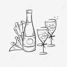 How to draw a wine glass and bottle. Beautiful Hand Drawn Line Drawing Wine Bottle Wine Glass Illustration Wine Glass Clipart Beautifully Hand Painted Line Drawing Png Transparent Clipart Image And Psd File For Free Download