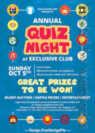 A flyer template perfect for promoting a trivia night event. Annual Quiz Night Flyer Psd Template Free Download