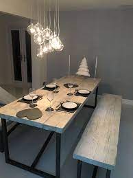 Industrial Mill Style Large Reclaimed Wood Dining Table Benches Www Reclaimedbesp Modern Country Kitchens Reclaimed Wood Dining Table Dining Table With Bench
