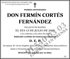 Esquela publicada ABC: Fermín Cortés Fernández