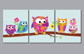 Kids Wall Art Print Set Owls For Girls Kids Decor Eulendekoration Hangende Kunst Kinder Zimmer Deko