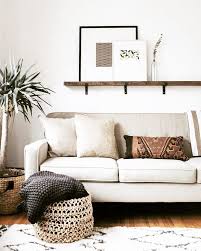 Simple And Elegant Natural Modern Boho Living Space Tribal Lumbar Cushion Textures Linens And Basket Minimalist Living Room Living Room Designs Living Decor