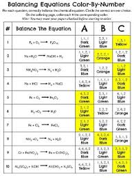 Holt chemistry key code ; Balancing Equations Color By Number Activity By Maddox S Market
