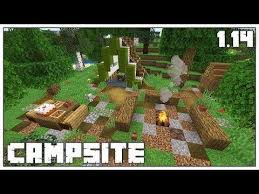 Minecraft 1 14 How To Build A Campsite New Campfire Youtube Minecraft Garden Minecraft Architecture Minecraft Blueprints