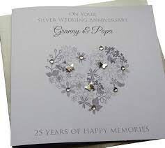 Check spelling or type a new query. Handmade Personalised Silver 25th Wedding Anniversary Card Amazon Co Uk Handmade Products