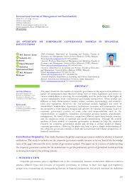 Take place.it plays a crucial role in allocating limited resources, in the country's economy. Pdf An Overview Of Corporate Governance Models In Financial Institutions