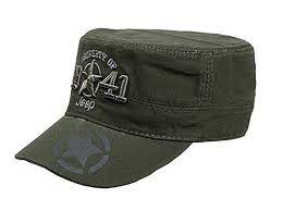 Military Star Property Of 1941 Jeep Cadet Flat Top Hat Embroidered Stars Army Cap Cotton Twill