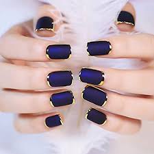 Maybe you would like to learn more about one of these? 24pcs Gold Outline French Nails Full Frame Royal Blue False Nail Tips Full Cover Frosted Designed Fake Nails Amazon Ca Beauty Personal Care