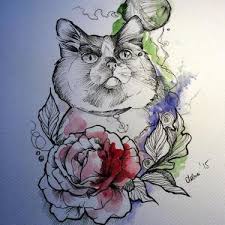 Pansy tattoo violet tattoo flower tattoo foot tattoo flowers flower ankle tattoos blue orchid tattoo purple flower tattoos vintage flower piercing tattoo, tattoo femeninos, shape tattoo, unique tattoos, love tattoos, body art tattoos, small tattoos, pet tattoos, watercolor cat tattoo. Black And White Cat Portrait With Watercolor Flower Tattoo Design Tattooimages Biz