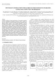 Pdf Ontology Extraction For Agriculture Domain In Marathi Language Using Nlp Techniques