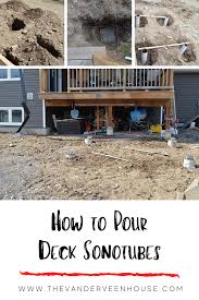 How To Pour Concrete Deck Footings And Sonotubes Concrete Deck Deck Footings Building A Deck