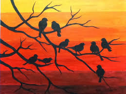 Silhouette Bird Paintings On Canvas Acrylic Painting Of Birds Shadow Painting Art Painting Art
