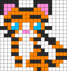 Kawaii Tiger Perler Bead Pattern Point De Croix Schemas De Bijoux En Perles Perles Hama
