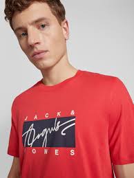 Jack & Jones T-shirt met labelprint, model 'JOSHUA' in rood online kopen