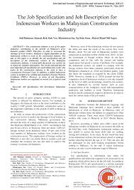 Free, fast and easy way find a job. Pdf The Job Specification And Job Description For Indonesian Workers In Malaysian Construction Industry