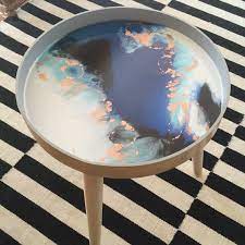 c u s t o m scandi resin art side table by stellaandolivedesign resin art resin painting resin artwork