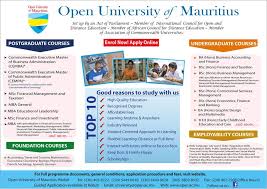 Open University Of Mauritius Enrol Now Info 403 8222 5449 0610 Business Administration Distance Education Education