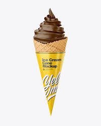 Ice Cream Cone With Waffle Mockup Front View In Packaging Mockups On Yellow Images Object Mockups