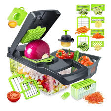 Picador Vegetales Profesional Cortador De Verduras Multifuncional 16 En 1 -  Acero Inoxidable, 7 Cuchillas, Incluye Espiralizador Cortador Multifunción