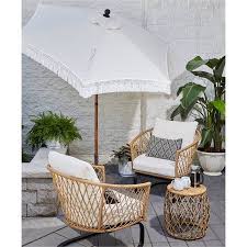 Better Homes Gardens Ventura 3 Piece White Outdoor Boho Wicker Chat Set Wicker Frame Walmart Com In 2020 Backyard Furniture Patio Decor Boho Patio