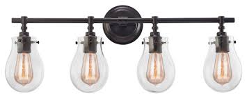 Crude lights and old roof fans with an utilitarian vibe dangle from the uncovered rafters. Modern Farmhouse 4 Light Vanity Light In Oil Rubbed Bronze Finish Industrial Bathroom Vanity Lighting By Ownax Vaasuhomes Houzz