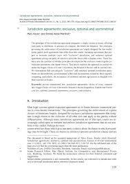Notwithstanding some members' objections, i think. Pdf Jurisdiction Agreements Exclusive Optional And Asymmetrical