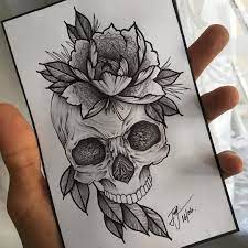 Autumn Art Illustration Drawing Draw Skull Picture Artist Sketch Sketchbook Paper Pen Skull Tattoo Designs Card Tattoo Designs Drawing Skull