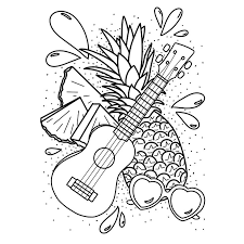 Free printable pineapple coloring pages for kids. Pineapple Ukulele Free Colouring Page Lorelsberg