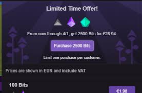 Clicking that button will show you all of the options for purchasing bits that range from 100 to 25,000 bits. What Is Get 2500 Bits For A Special Price Twitch