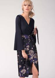 Floral Wrap Flute Long Sleeve Dress In Navy Wedding Guest Style From Closet London U Jumpsuit For Wedding Guest Wedding Guest Outfit Inspiration Nice Dresses