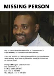 Zimbabwean men are pretty easy to please. Hopewell Chin Ono Today On Twitter Zimbabwean Journalist Costahcostah Is Missing Please Ring The Numbers Below If You Know Of His Whereabouts Please Retweet For Others To See Costahcostah Is A Journalist At