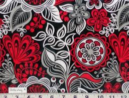 Black And White Floral Fabric By The Yard Red White And Black And Gray Floral Fabric New 100 Cotton Flowers Modern Grey Quilt Red Fabric Paper Background Design