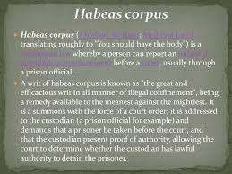 Two bills have been introduced in congress that would restore habeas corpus rights. Habeas Corpus Prezentaciya Onlajn