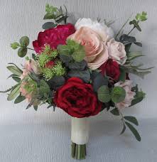 Shabby chic in pink and light blue. Silk Wedding Bouquets The Floral Touch Uk South Yorkshire