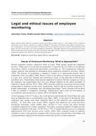 The employee was ultimately discharged and filed suit to exclude the gps data from evidence at his disciplinary hearing based on federal and state constitutional grounds. Pdf Legal And Ethical Issues Of Employee Monitoring