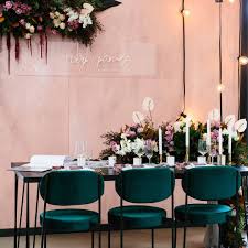 Pink Green Big Love For This Gorgeous Onefinedayweddingfairs Set Up By The Girls At Ruby A Luxury Dining Room Luxury Dining Chair Velvet Dining Chairs