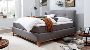 Interliving Boxspringbett Serie 1406 Taupefarbener Bezug Porto 34 Eiche Liegefläche Ca 180 X 200 Cm