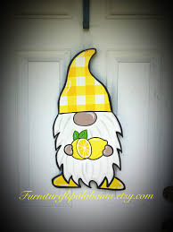 Download Summer Gnome Door Hanger Gnome Wreath Lemon Door Hanger Lemon Wreath Lemon Gnome Door Hanger Farmhouse Lemon D Gnomes Crafts Rock Painting Designs Gnome Door