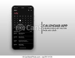 Getting started with tools and samples. Vector Design Template Dark Mode Calendar App Ui Ux Concept Page July 2020 Calendar App Page July 2020 With To Do List And Canstock