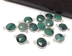 Natural Emerald Gemstone Connector Sterling Silver Connectors Wholesale Jewelry Findin Wholesale Jewelry Findings Accessories Diy Jewelry Anniversary Jewelry