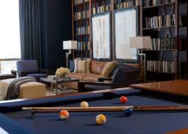 High Rise Condominium By Robert Brown Interior Design Blue Living Room Pool Table Room Interior Design Atlanta