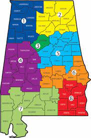 Alabama address based research and map tools with links to july 1, 2020 demographic informationas and a boundary maps for cities, counties,and zip codes. District Map Acca