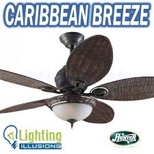 Hunter Caribbean Breeze 54 Ceiling Fan With Light Ceiling Fan Traditional Ceiling Fans Bronze Ceiling Fan