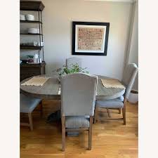 It is available in dining height, counter height or bar height. Pottery Barn Banks Round Pedestal Extending Dining Table Aptdeco