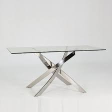 Xenon Dining Table In Clear Glass With Stainless Steel Base Furniture In Fashion Glass Dining Table Steel Table Wooden Dining Tables