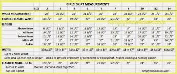 Girls Skirt Sizing Chart Sizes 2 To 14 Skirts For Kids