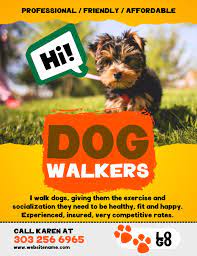 Dog Walker Advertisement Flyer Design Social Media Template Dog Walking Flyer Dog Walking Dog Walker Flyer