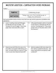 Multistep Addition Subtraction Word Problems 8 Page Lesson Packet 4 Oa 3 Subtraction Word Problems Word Problems Addition And Subtraction