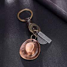 Cowboy Hat Pendant For Key Leather Keychain Motorcycle Keys Ring Chain Cover Holder Men Women Charms Accessories Bags Purses Purse Accessories Leather Keychain